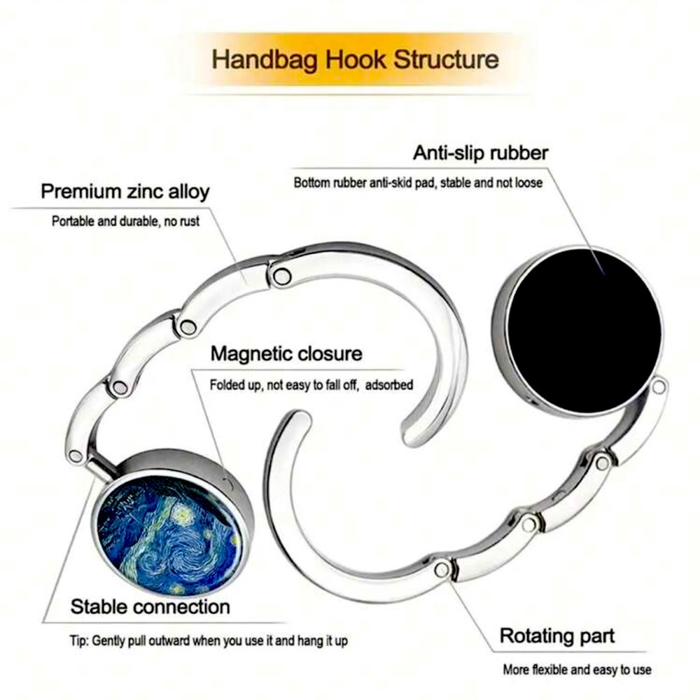 👜⭐️ STARRY NIGHT PATTERN HANGING HOOK FOR TABLES/DESK FOR PURSES/HANDBAGS❗️ - Picture 6 of 7